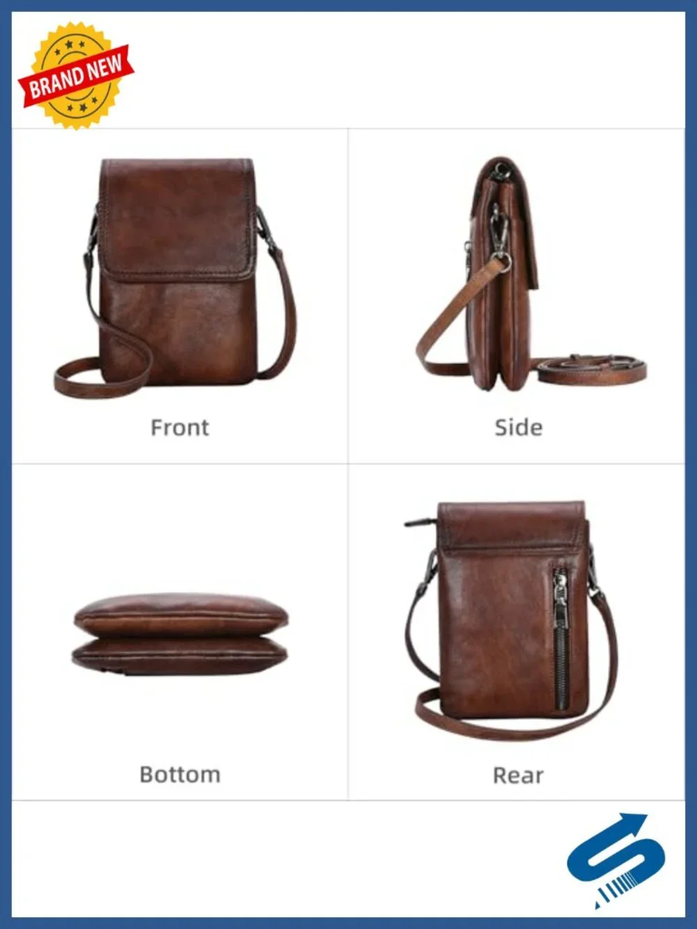 Genuine Leather RFID Blocking Crossbody Purse with Card Slots
